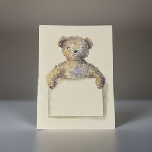 Vintage Oddballs Watercolor Ecru Notecards - Teddy Bear - Baby - 10 Pk